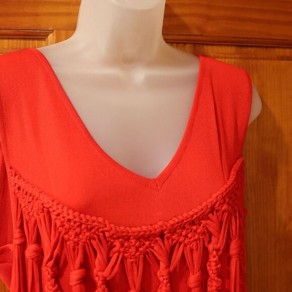 Marina Spadafora Red Fringe Mini Dress Large High Fashion Italy Statement - Picture 2 of 12